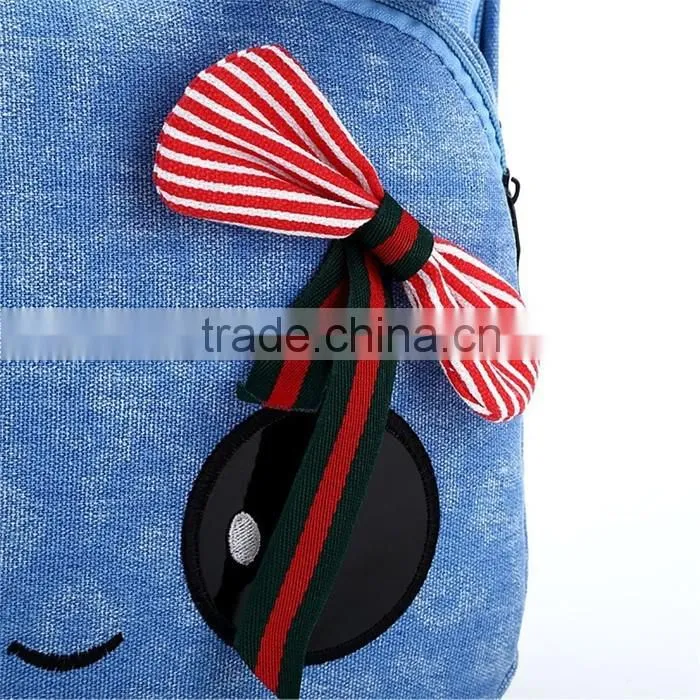 Korean Style Canvas Backpack Bag for Girls Bowknot Travel School Bag