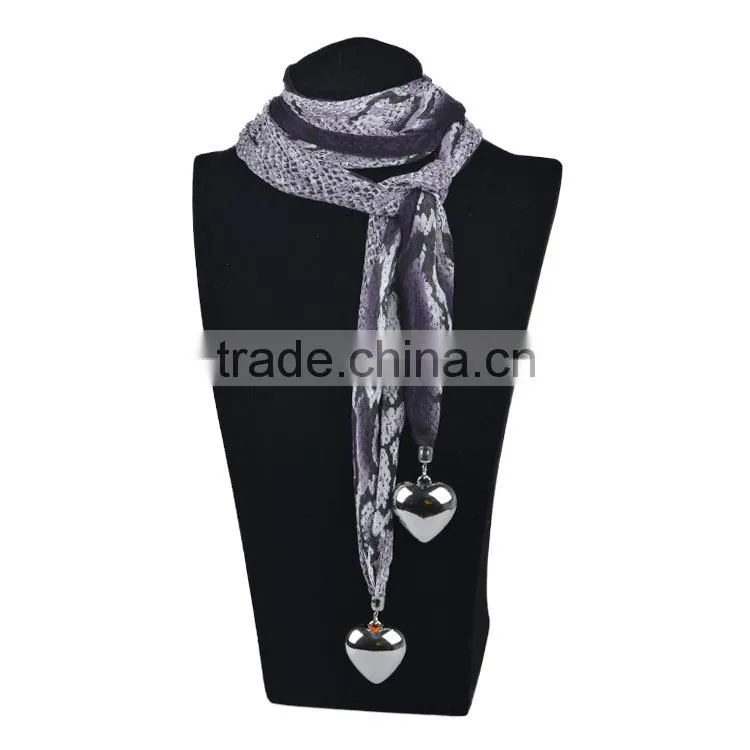 2016 new collections heart shaped pendant jeweled shawls scarves