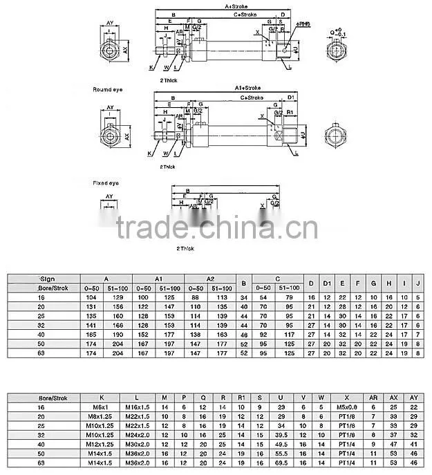 electric mini cylinder single acting pneumatic cylinder