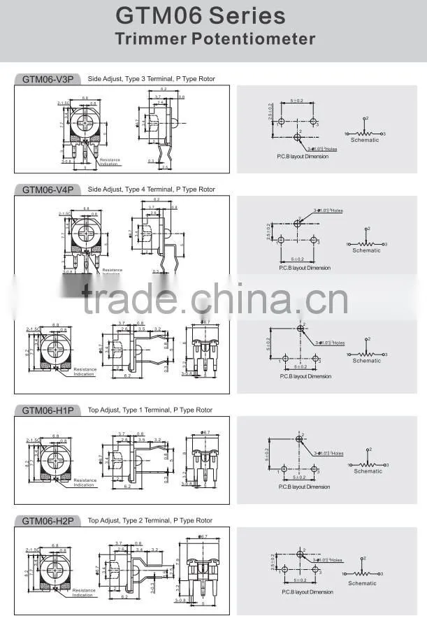 HW-637V series Open-Type Trimmer Open type with all kinds of usage trimming potentiometer Trimmer Spanish Potentiometer