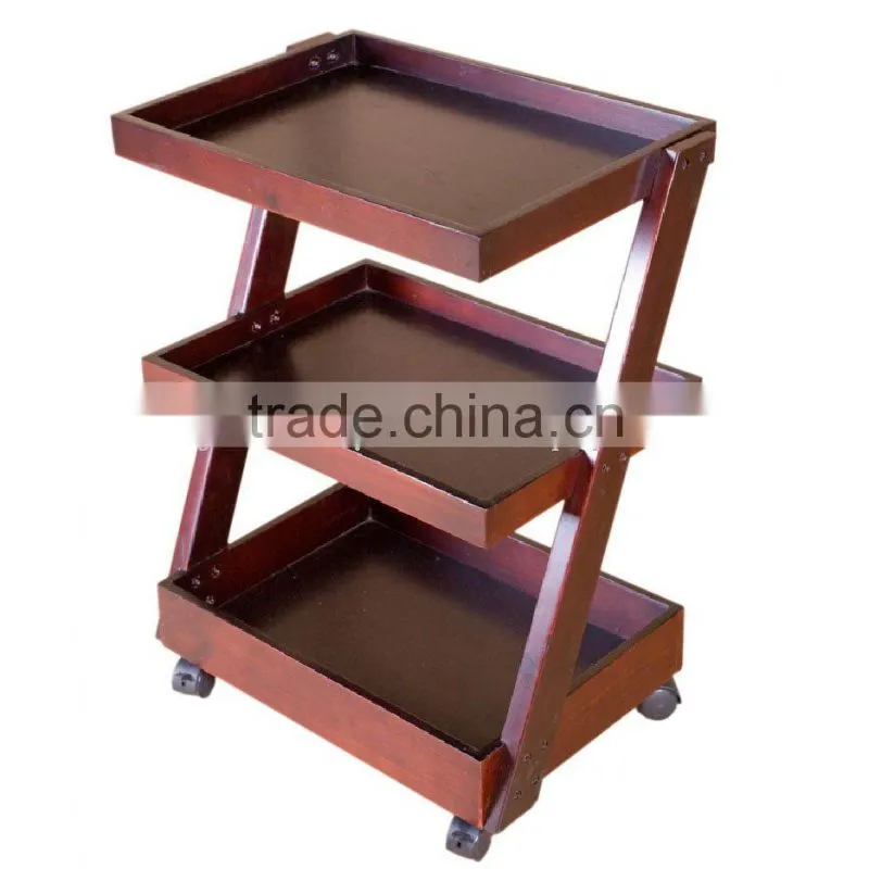 Wood Beauty Salon Trolley Cart Wooden Serving Carts