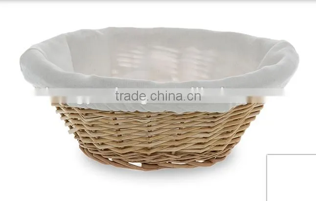Natural willow bowl with cloth liner bread basket