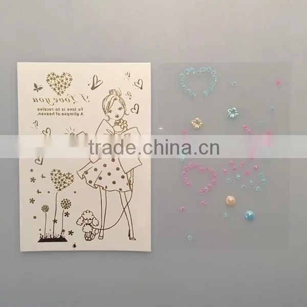 Custom Multi-application metallic tattoo with rhinestone gold crystal hair tattoo stickers