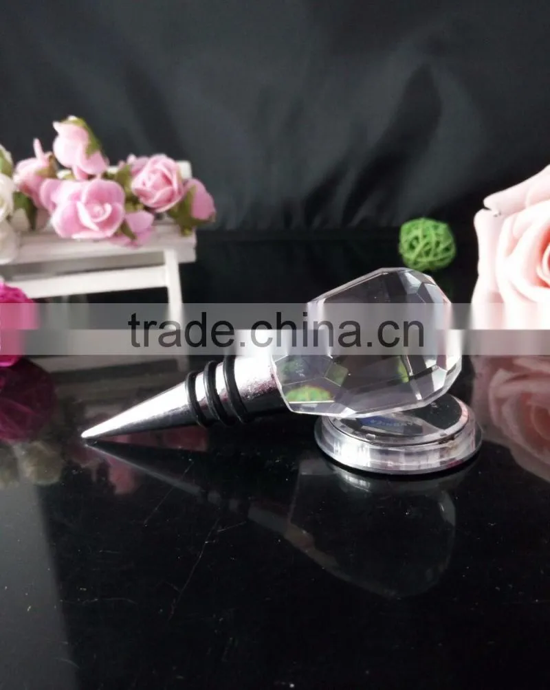 Personlized clear crystal wine bottle stopper for wedding decoration