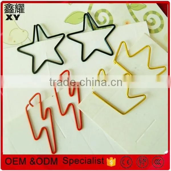 Golden color book shape paper metal clip for school