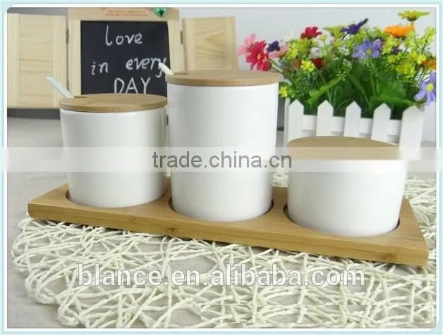 cylinder design ceramic plain canister for salt and pepper