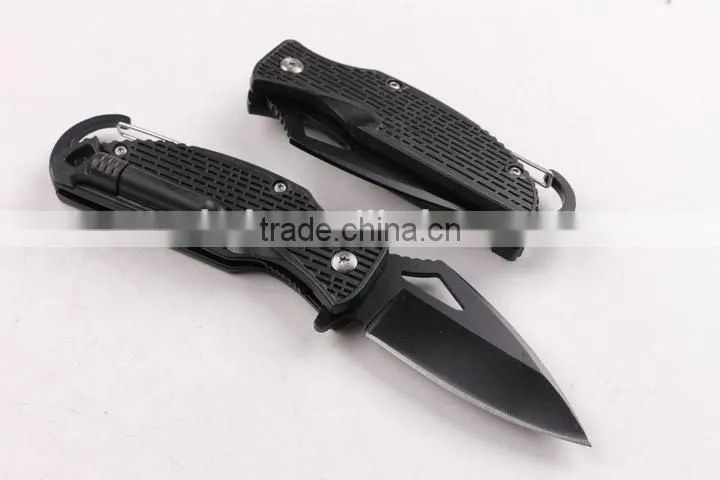OEM multifunctional pocket camping knife with fire starter