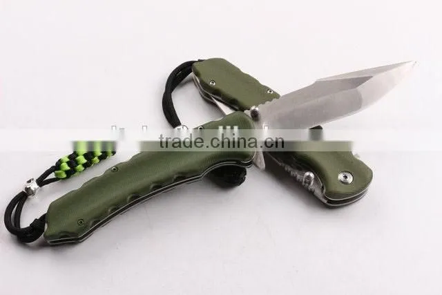 OEM D2 high speed steel blade with army green G10 handle knife