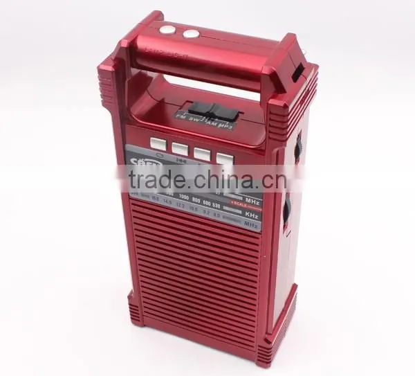 Factory sale mini portable fm radio with flashlight
