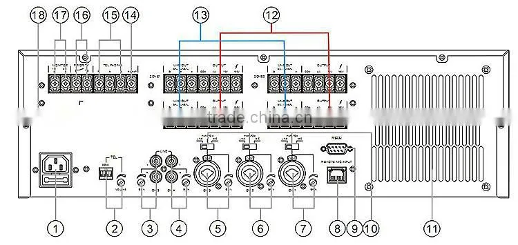 Professional Mp3 Tuner 4 Channel PA Audio Matrix Mixer Amplifier for Public Address