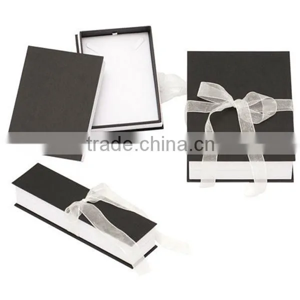 Customizd high quality cheap paper ring box withe ribbon packaging for sale