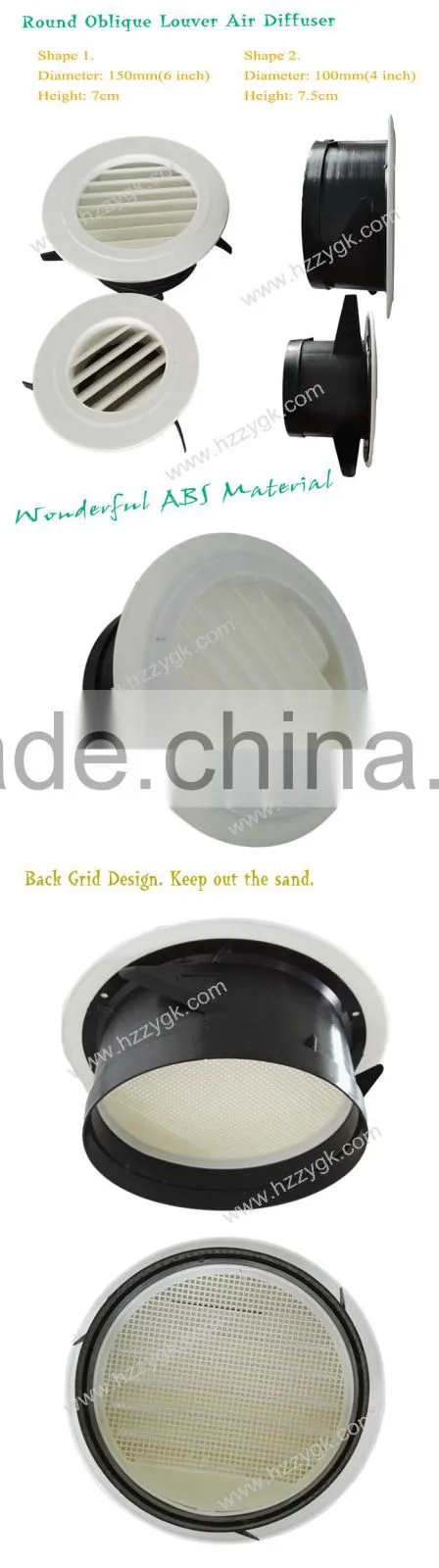 ABS Plastic Round Disc Dampers Ceiling Louver Air Diffusers