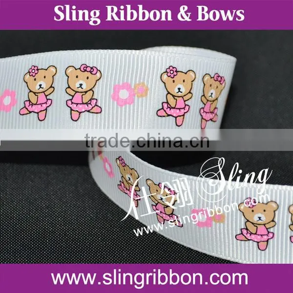 Wholesale 1 Bear Printed Ribbon For Bows Material