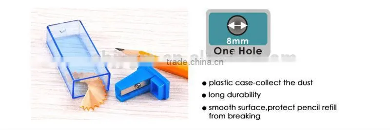 New Design Transparent Color Cuboid Plastic Pencil Sharpener