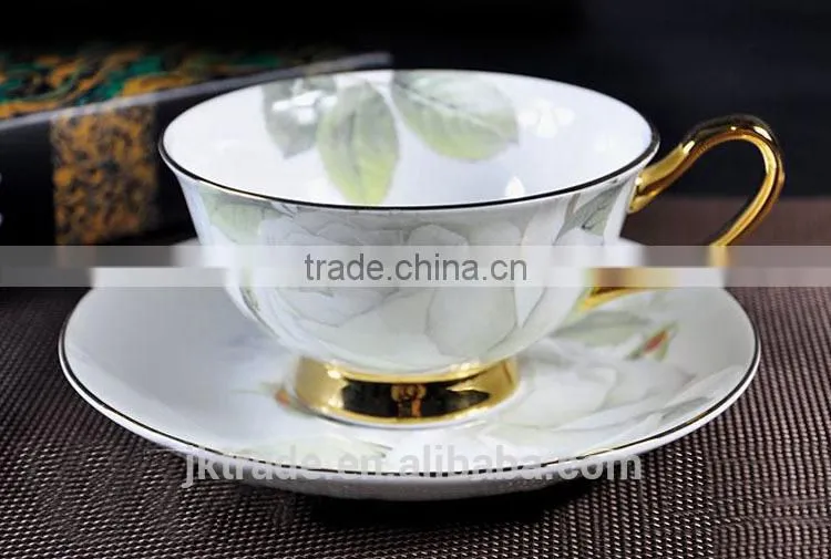 England style gold bone china coffee cup and saucer set for lovers and gift