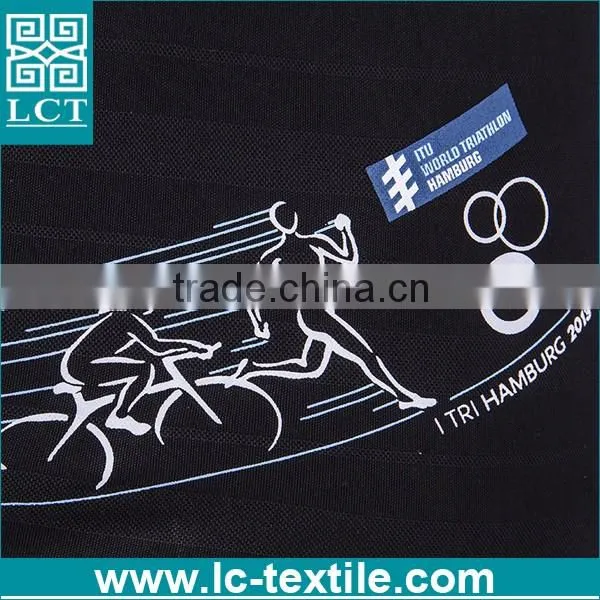 2016 Custom made hangtag polo black mercerized cotton t-shirt