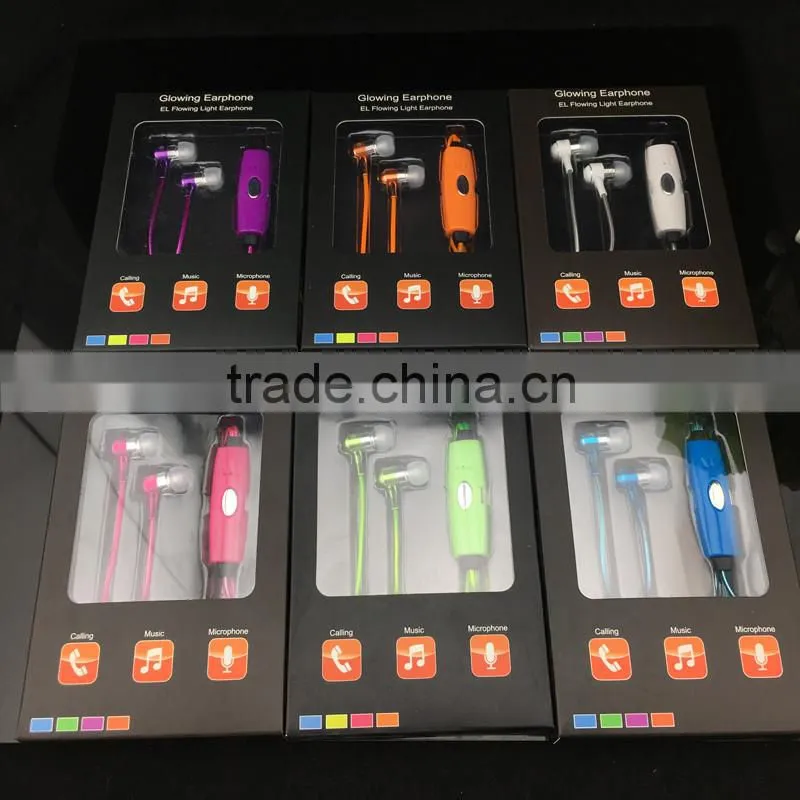 gardgets illuminated glowing headphones light up EL wire earphones with mic