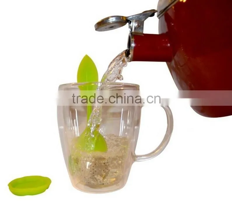 BPA Silicone And Stainless Steel Tea Infuser Leaf Strainer Silicone Leaf