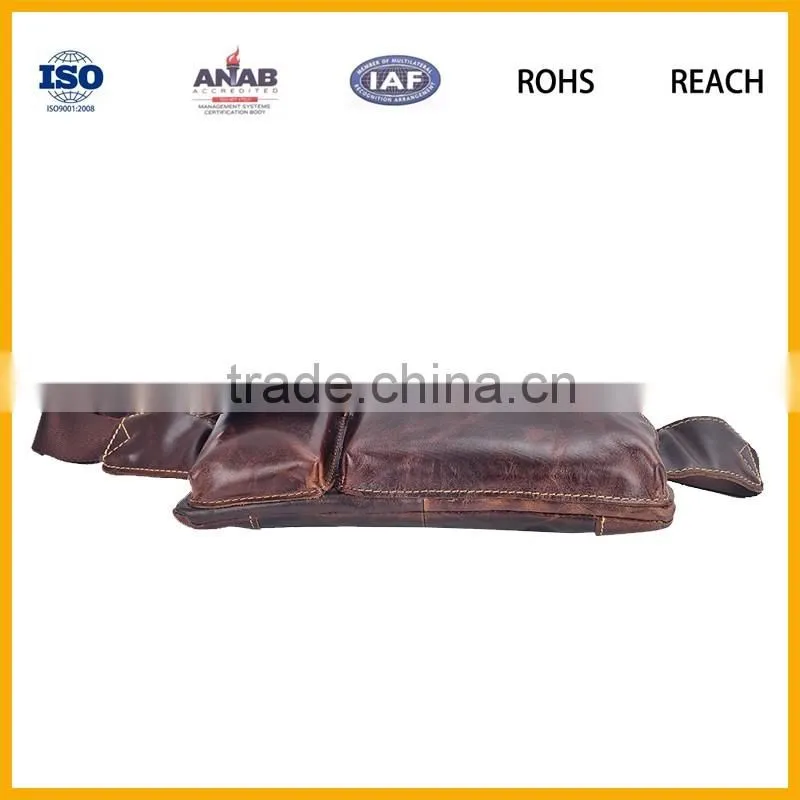Golden Supplier Promotional elegant PU Brown Multilayer Waist Bag for Men and Women