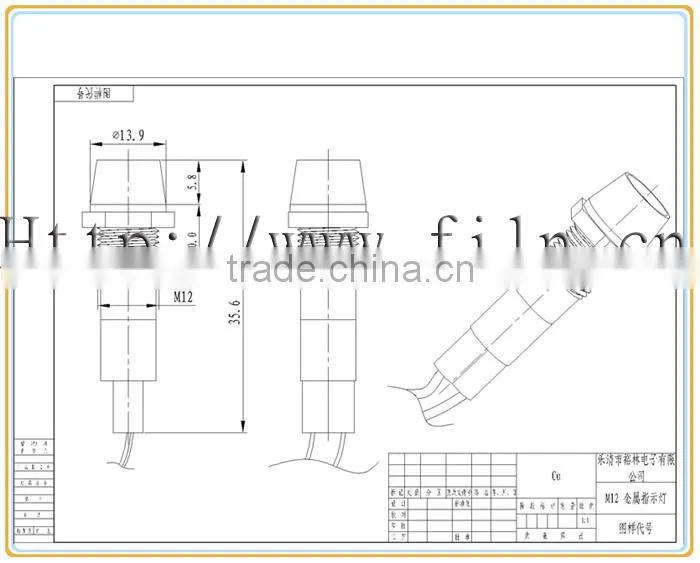 12mm panel mounting hole LED elevator indicator with wire leading