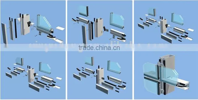 aluminum extrusion curtain wall profile, aluminium glass curtain wall