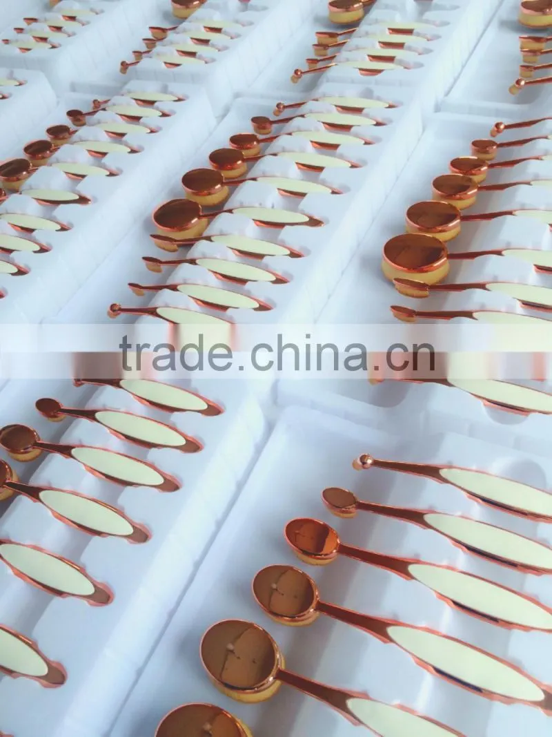New wholesale Toothbrush shaped foundation brush 10 pcs pink and white oval makeup brush set