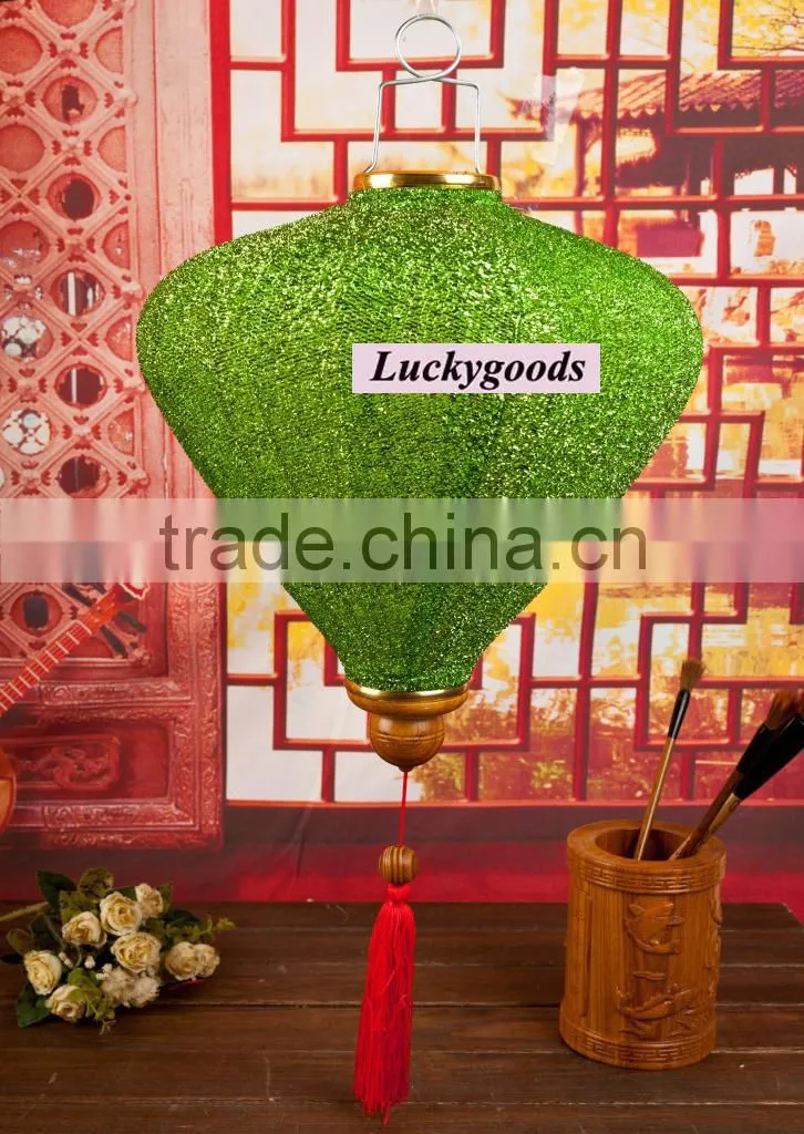 hot sale hanging 12inch gold vietnamese lantern for decoration