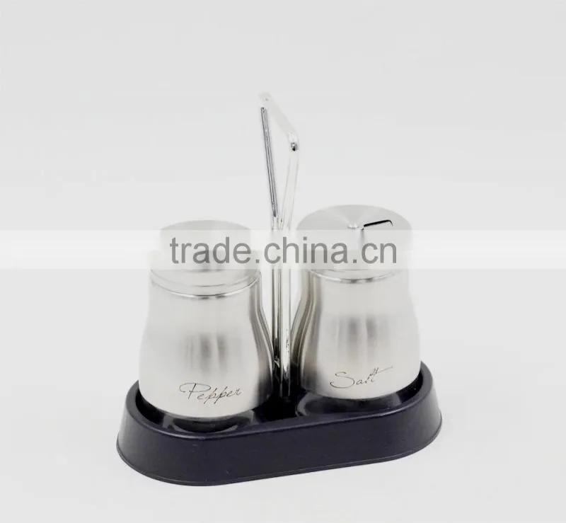 S/2 s/s coat glass spice jar set