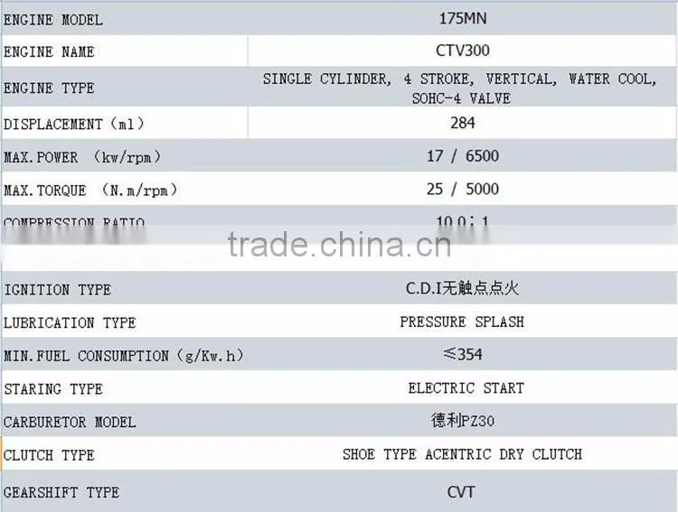 Chinese Cheap 300cc Engine CVT Automatic Transmission Motor Water cooled 4 valves For ATV