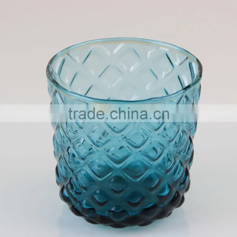 High quality rhombus stripe glass cup