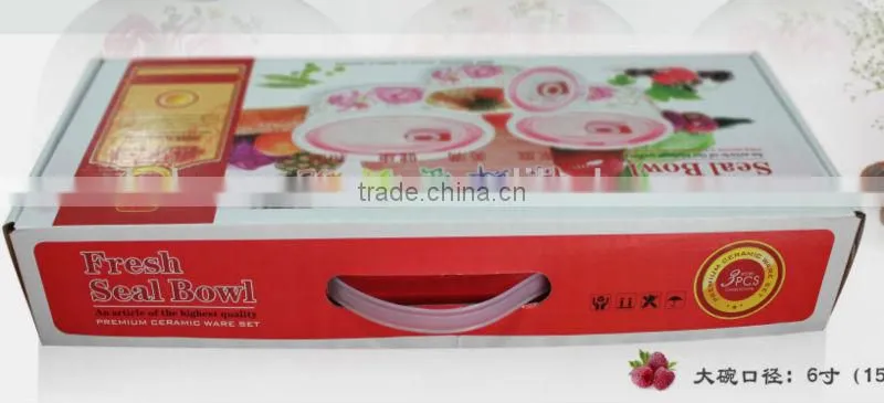 ceramic microwave oven bowl set,3pcs ceramic fresh bowl,3pcs preservation bowl,japanese noodle bowls with lids