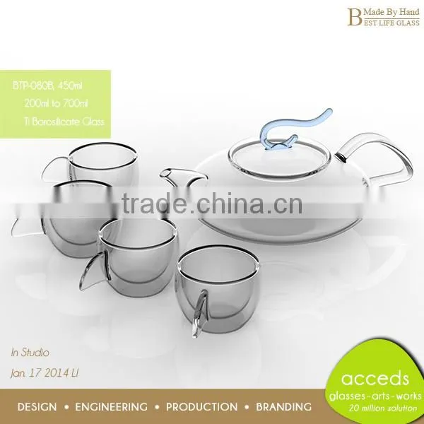 Personalized Handcrafted Modern Infuser Heat Resistant Pyrex Glass Cute Tea Set