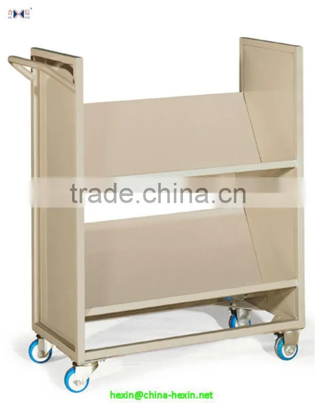 Hot sale School library furniture,Movable V-style book cart