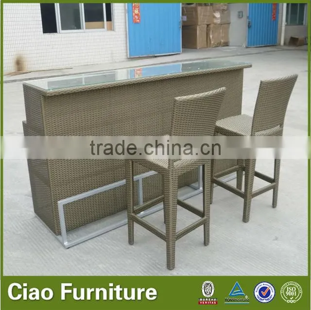 2m straight bar table with high backrest chairs