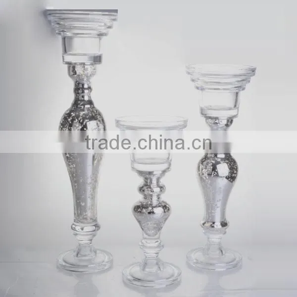 2014 fasion electric gold tall glass candle holder