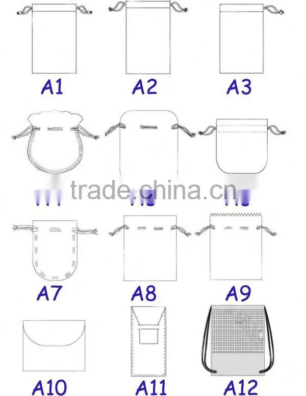 Customize Company Logo Printed Black Drawstring Pouches Wholesale