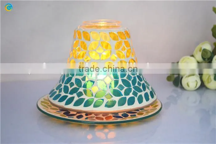 Color Mosaic Candle Holder with Iron Art