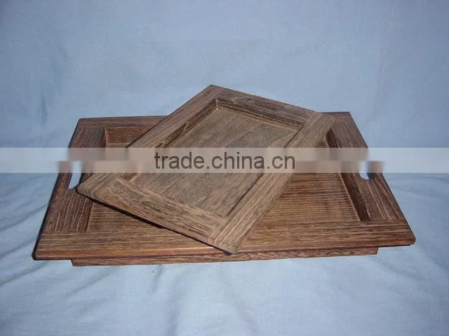 antique wood serving trays with handles