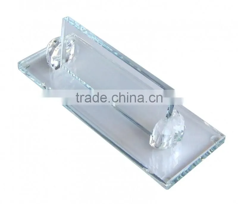 Crystal Desktop Simple Card Holder With White or Black Base