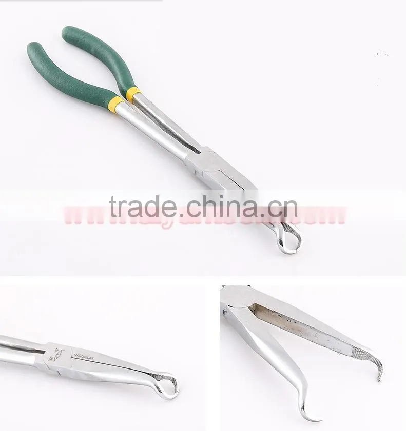 11" 280mm Auto Pliers Carry Pouch Auto Pliers Long Reach 45-Degree Bent Long Nose Pliers