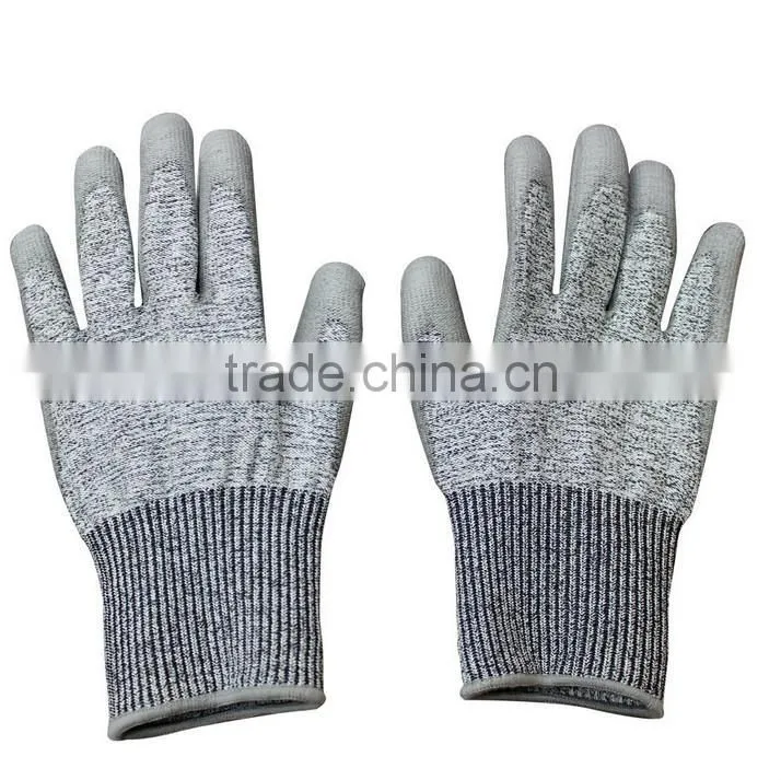 pu coated cut resistant gloves, level 5 grade cut resistant glove EN 388