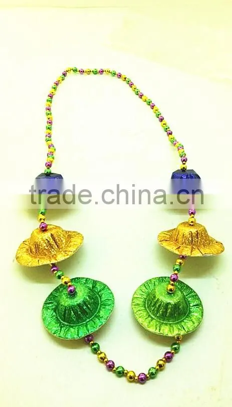 fashion mardi gras beads and hat necklace