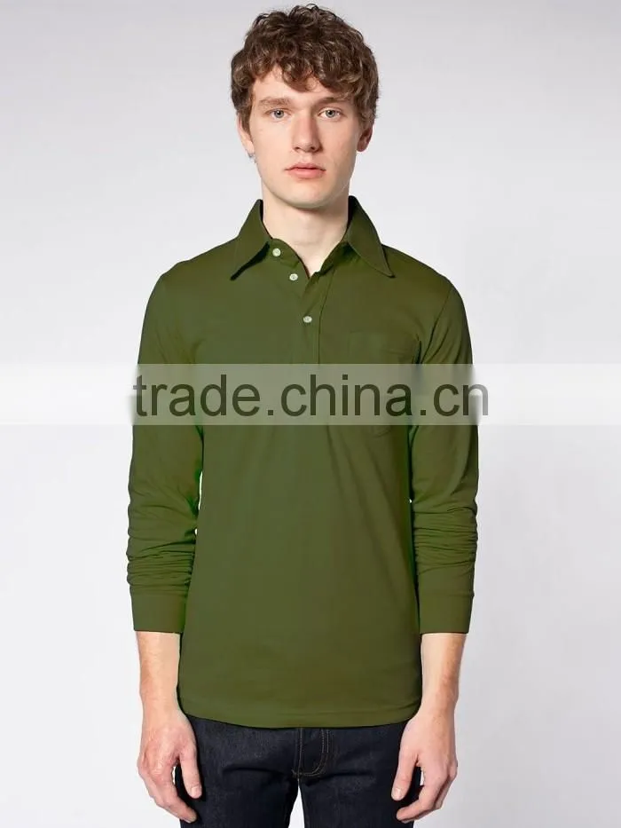 100% Cotton Jersey Long Sleeve Leisure pocket Shirt polo t-shirt