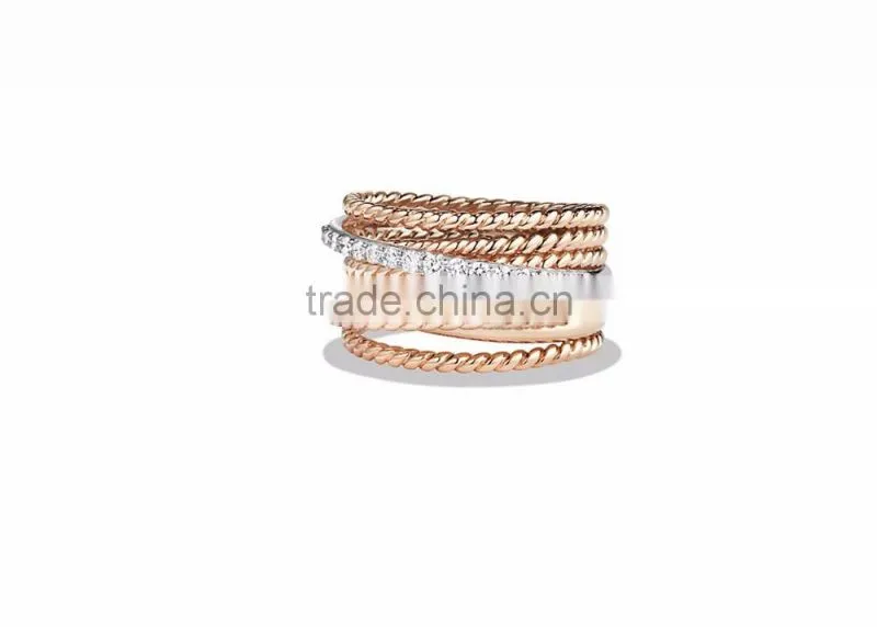 Two Tone Plated CZ Studded Ring