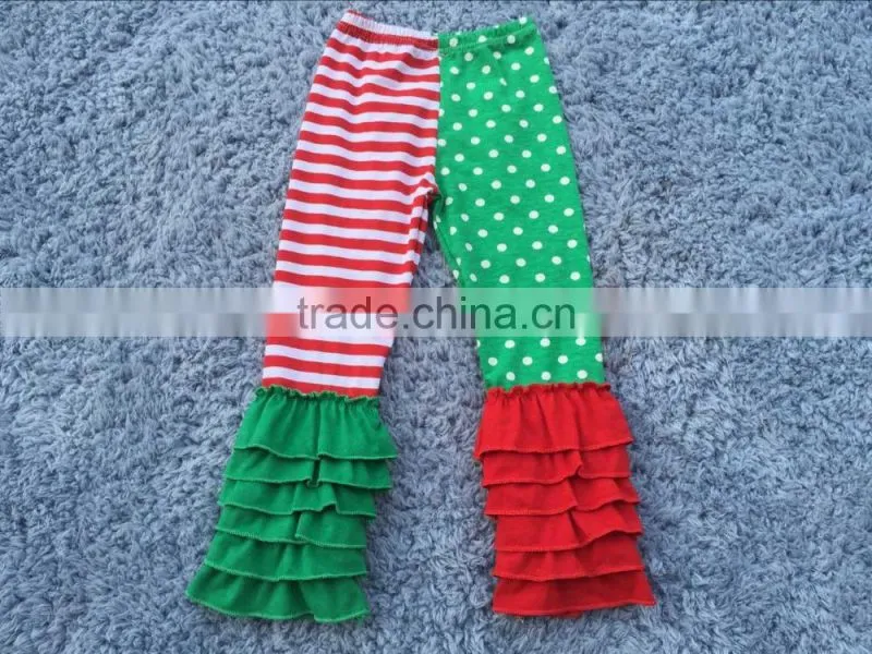 100% Cotton Pants with Triple Ruffles Bottom for Baby Girls Pants Knit Ruffle Wholesale Kids Clothes
