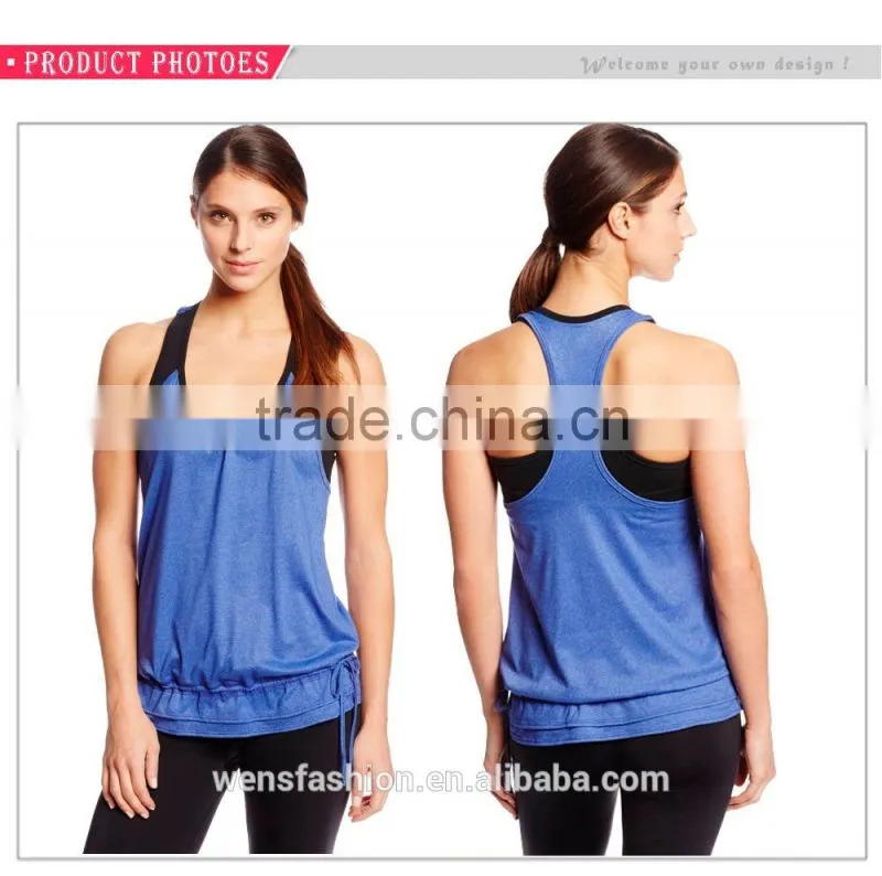 Custom 2017 Slim fit nylon/Lycra women soft fitness yoga wear/tank top
