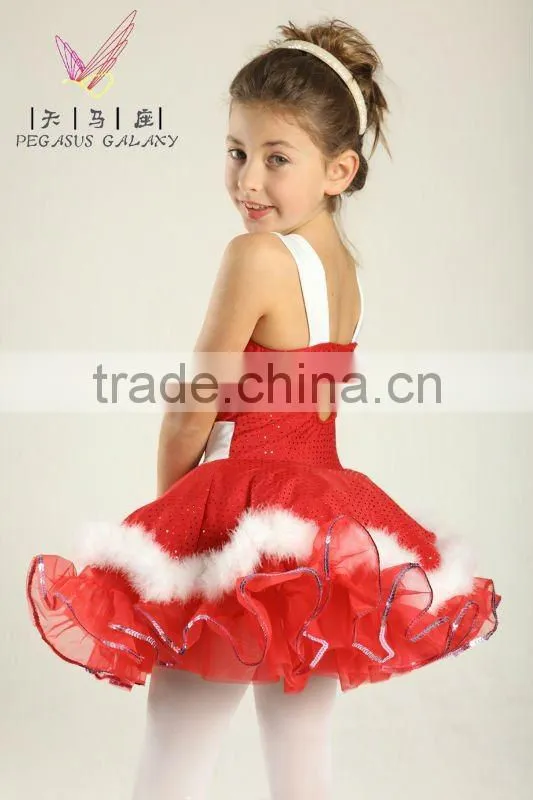 2014 New Design! girls dance wear for Christmas-elegant girls dance skirt