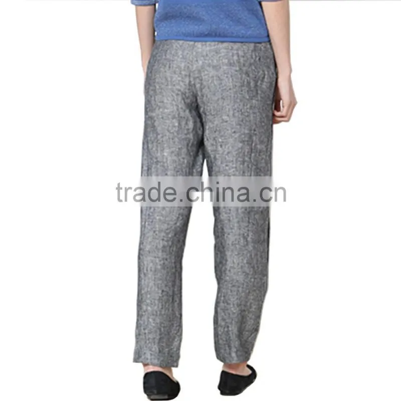 2016 Customized women stylish Breathable linen casual pants pattern