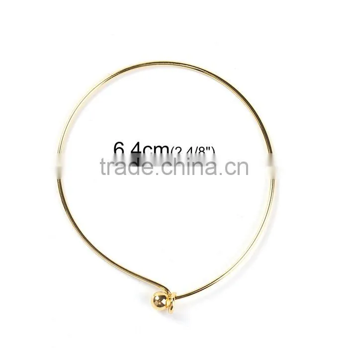 Copper Expandable Bangles Bracelets Round Single Bar Gold Plated
