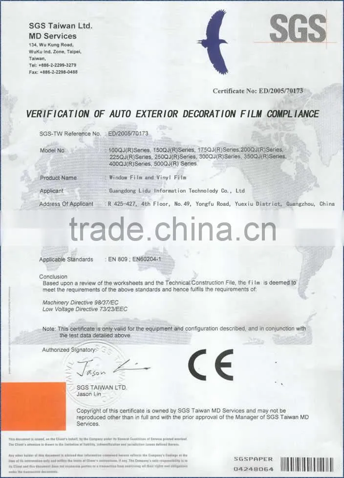 Safety anti-explosion auto glass protection film